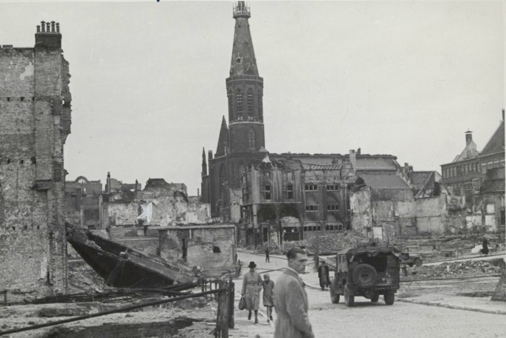 Verwoestingen Nijmegen, na bombardement, 1945