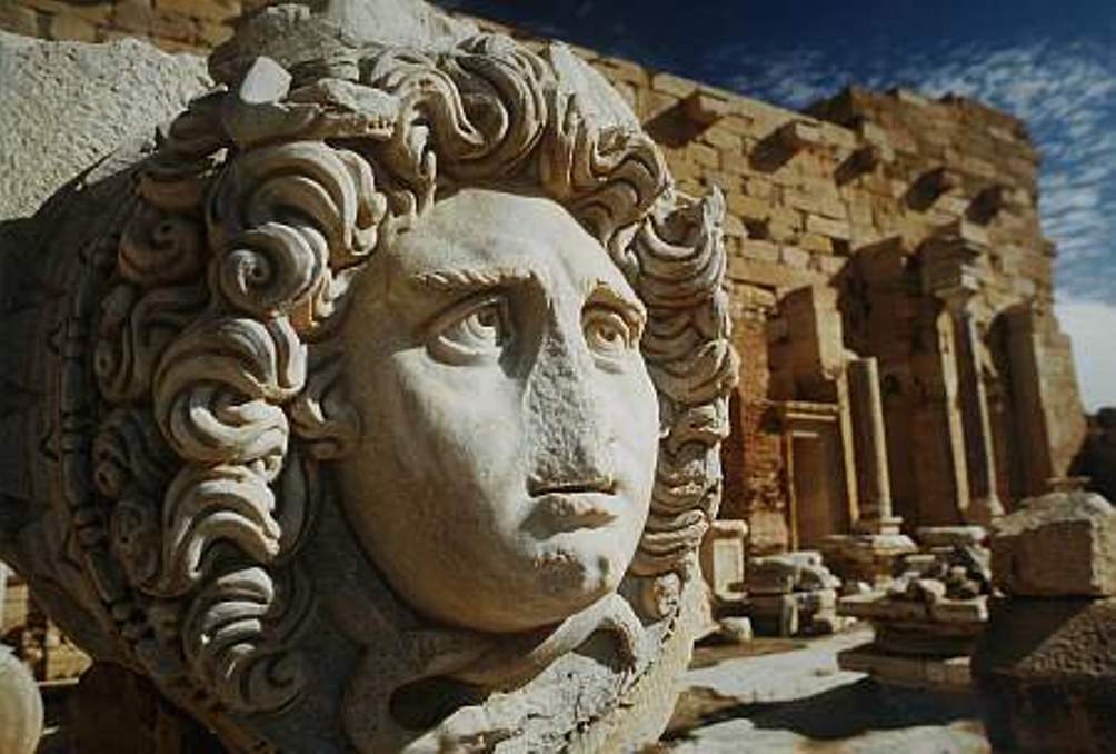 Een Medusa kop op het Forum van de Severii in Leptis Magna in Libië (Foto: Unesco/Mady Dumas)