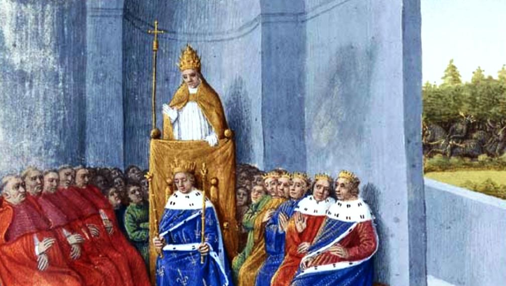 Op 27 november 1095 predikt paus Urbanus II in Clermont-Ferrand de Eerste Kruistocht in aanwezigheid van Philip I. Door Jean Fouquet, Tours, c. 1455-1460 Paris.