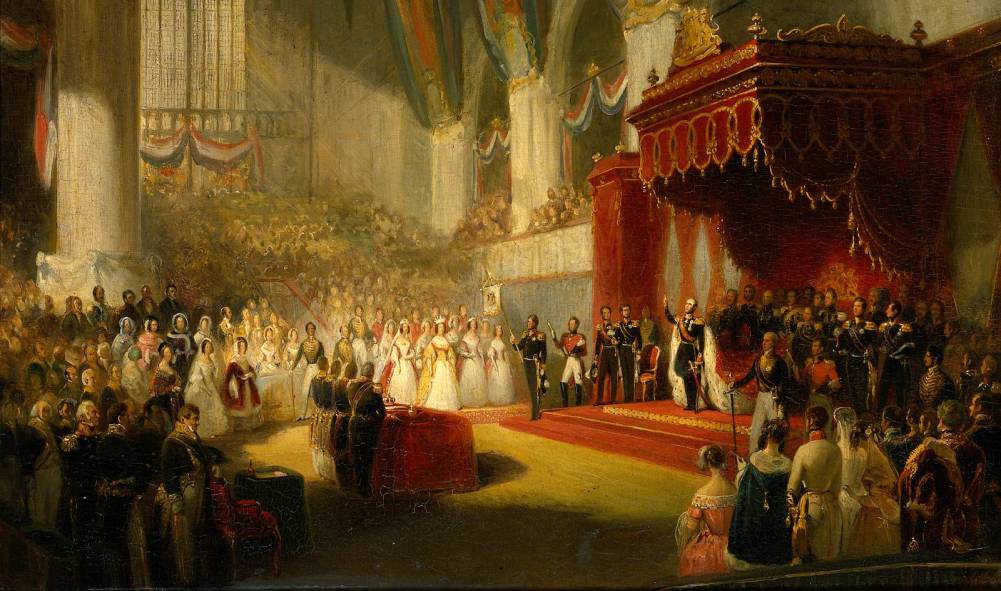 De inauguratie van koning Willem II in de Nieuwe Kerk Amsterdam op 28 November 1840 (foto: Wikimedia)